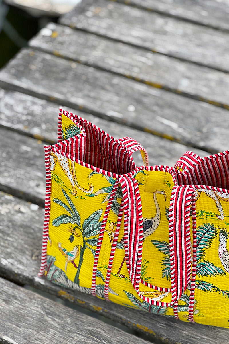 Yellow/Red Jungle Print Gauze Tote