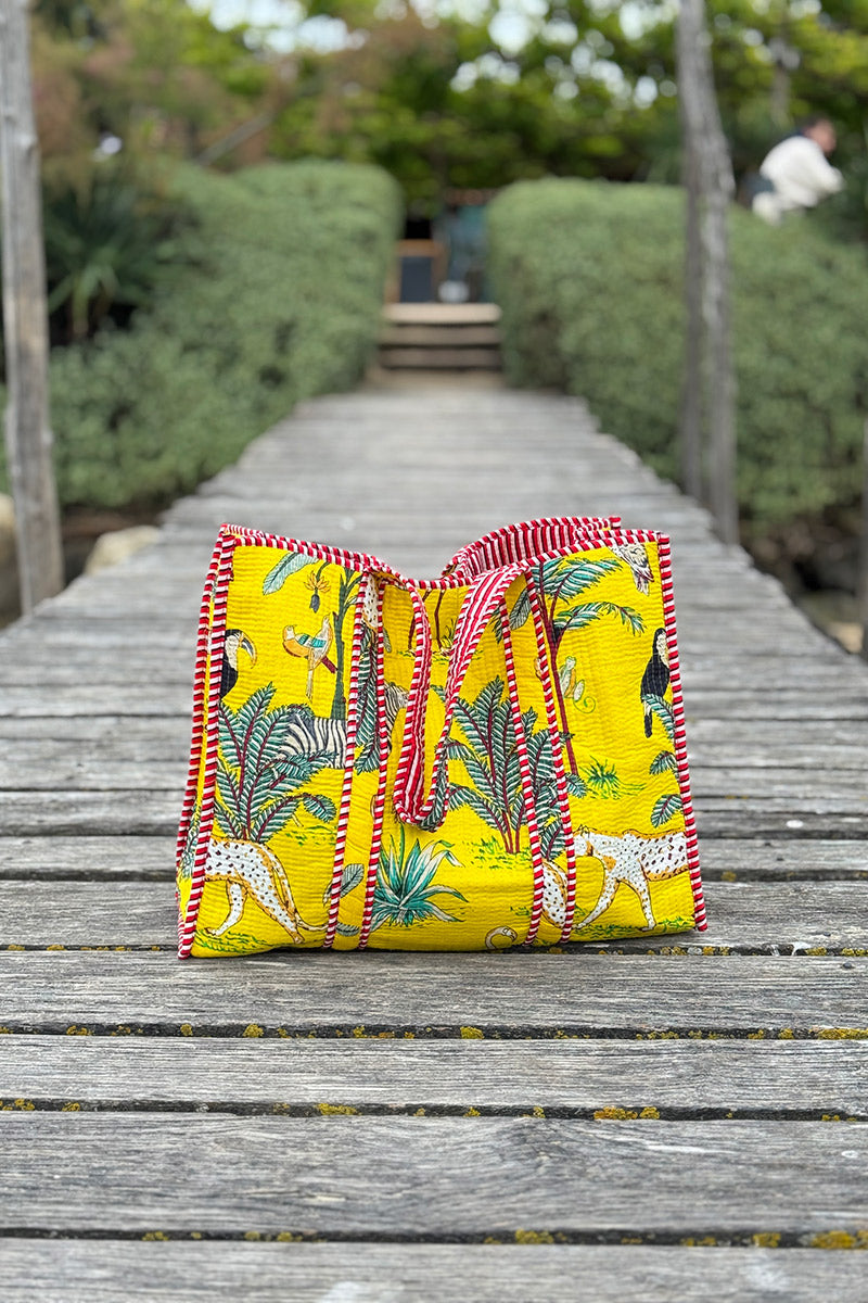 Yellow/Red Jungle Print Gauze Tote