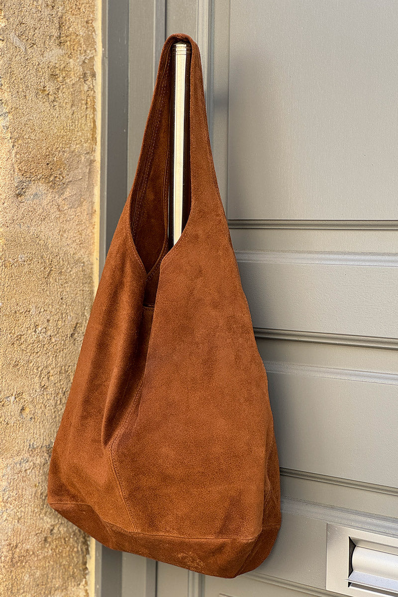 Camel Slouchy Suede Tote Bag