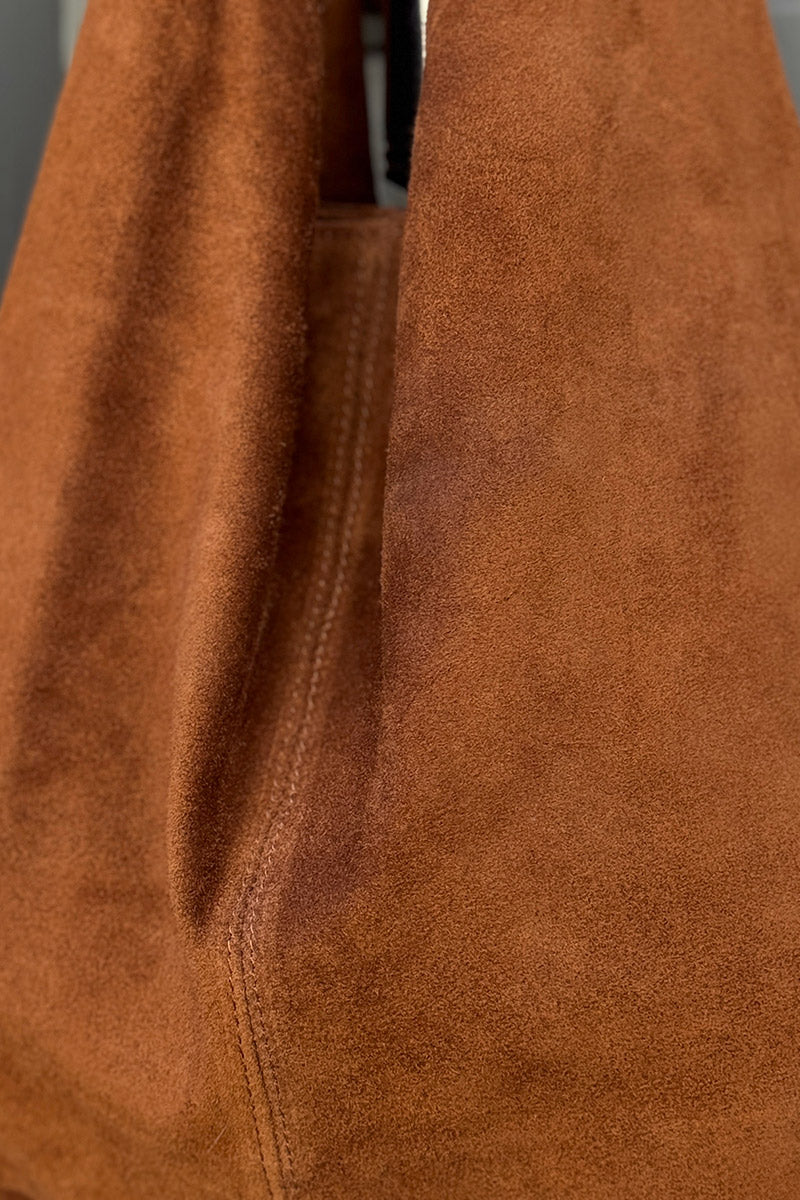 Camel Slouchy Suede Tote Bag