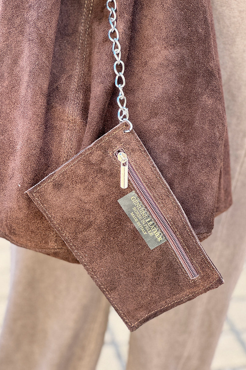 Chocolate Slouchy Suede Tote Bag
