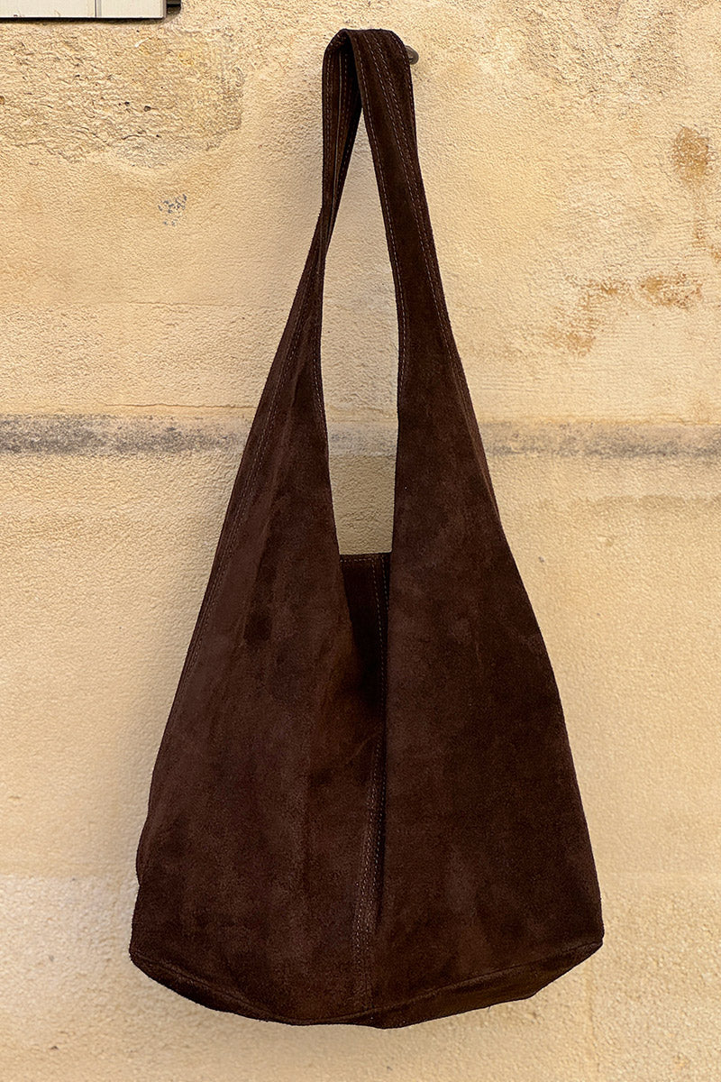 Chocolate Slouchy Suede Tote Bag