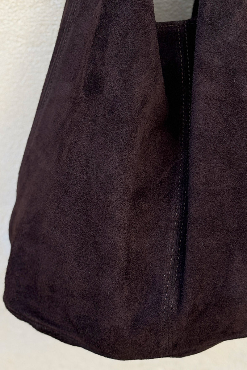 Chocolate Slouchy Suede Tote Bag