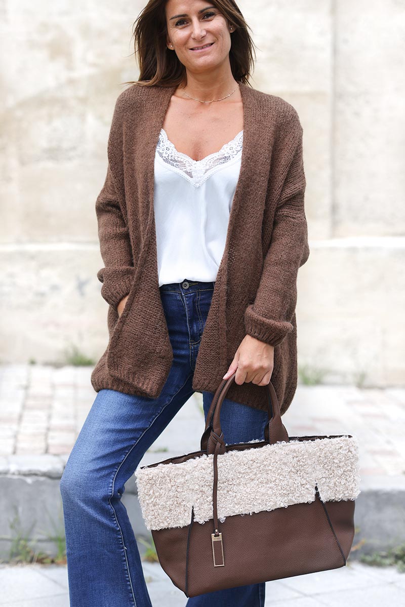 Sac a main femme best sale marron cuir