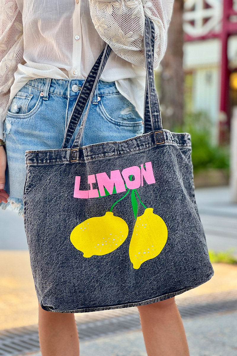 Black Vintage Denim Limon Tote