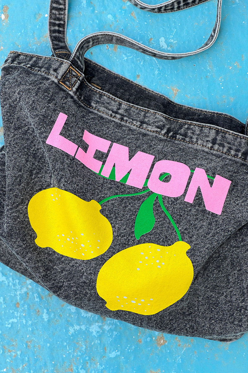Black Vintage Denim Limon Tote