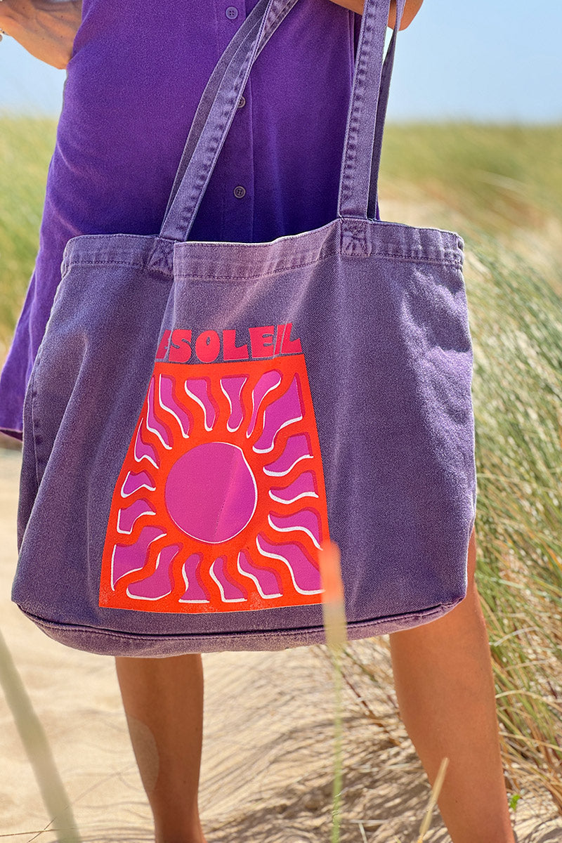 Purple “Le Soleil” Denim Tote Bag