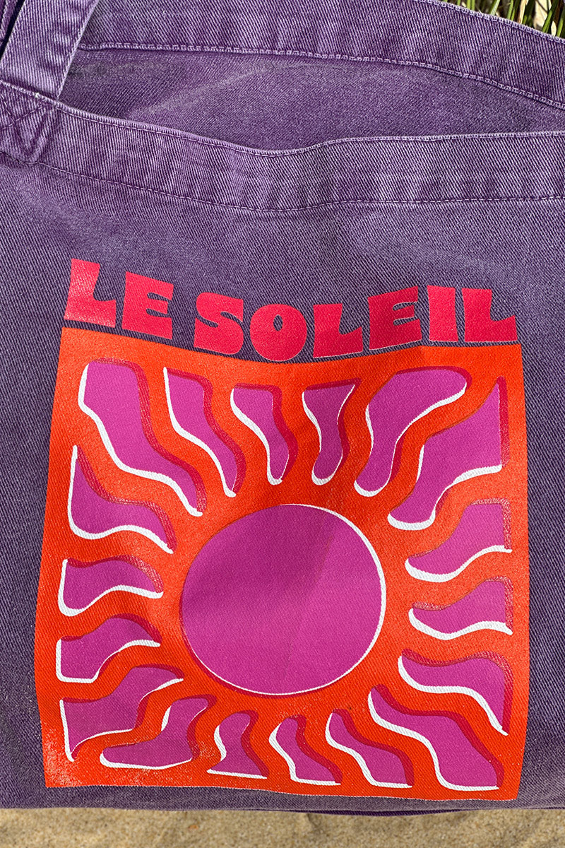 Purple “Le Soleil” Denim Tote Bag