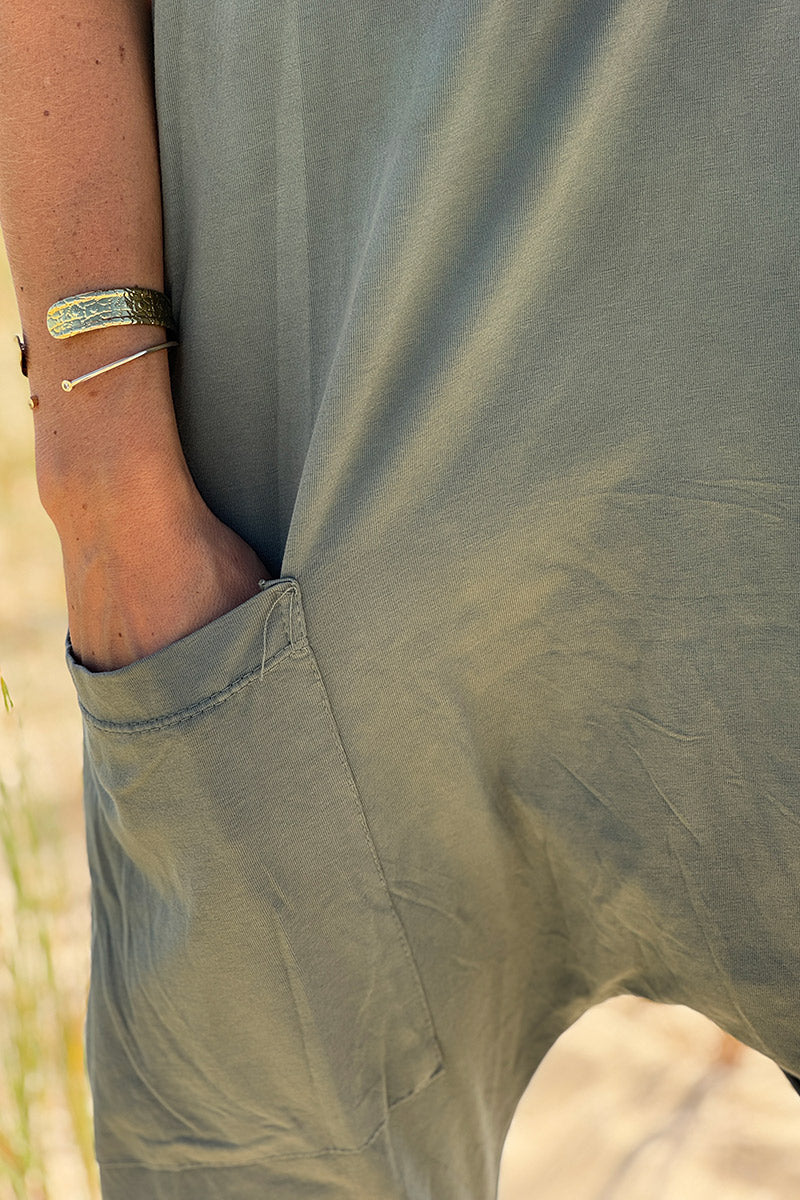 Khaki Overall Jersey Jumper with Pockets