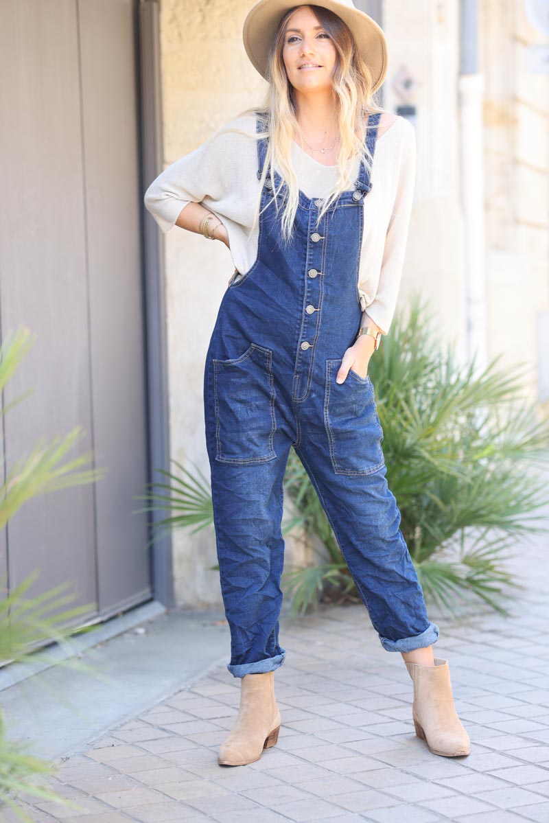 DAPHNE Relaxed Fit Darkwash Dungarees - Etsy | Dungarees, Relaxed fit,  Loose fitting