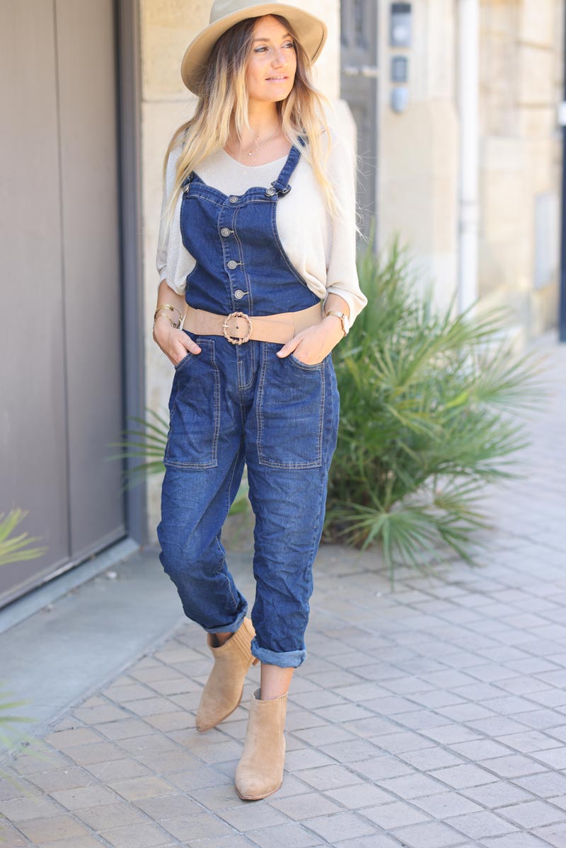 Buy SHOW OFF Women's Navy Blue Solid Denim Dungaree Online at Best Prices  in India - JioMart.