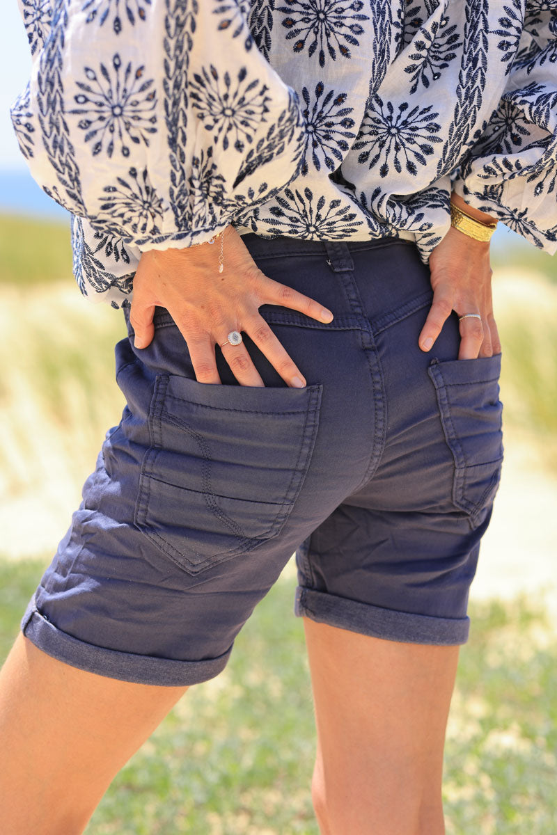 Navy blue comfort stretch shorts