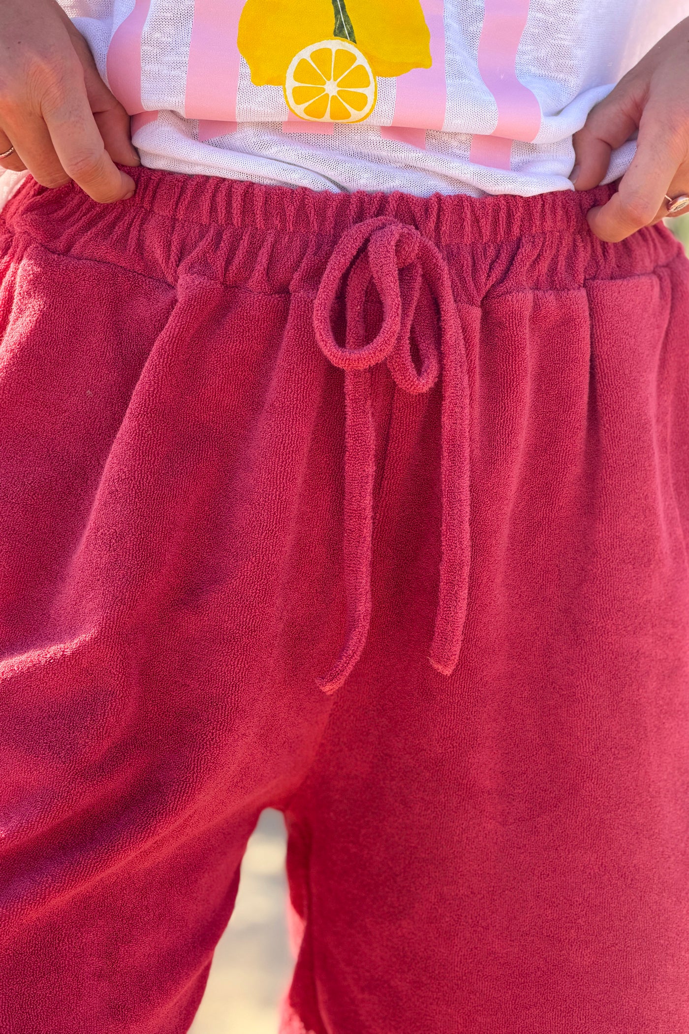 Merlot Terry Knit Pull-On Shorts