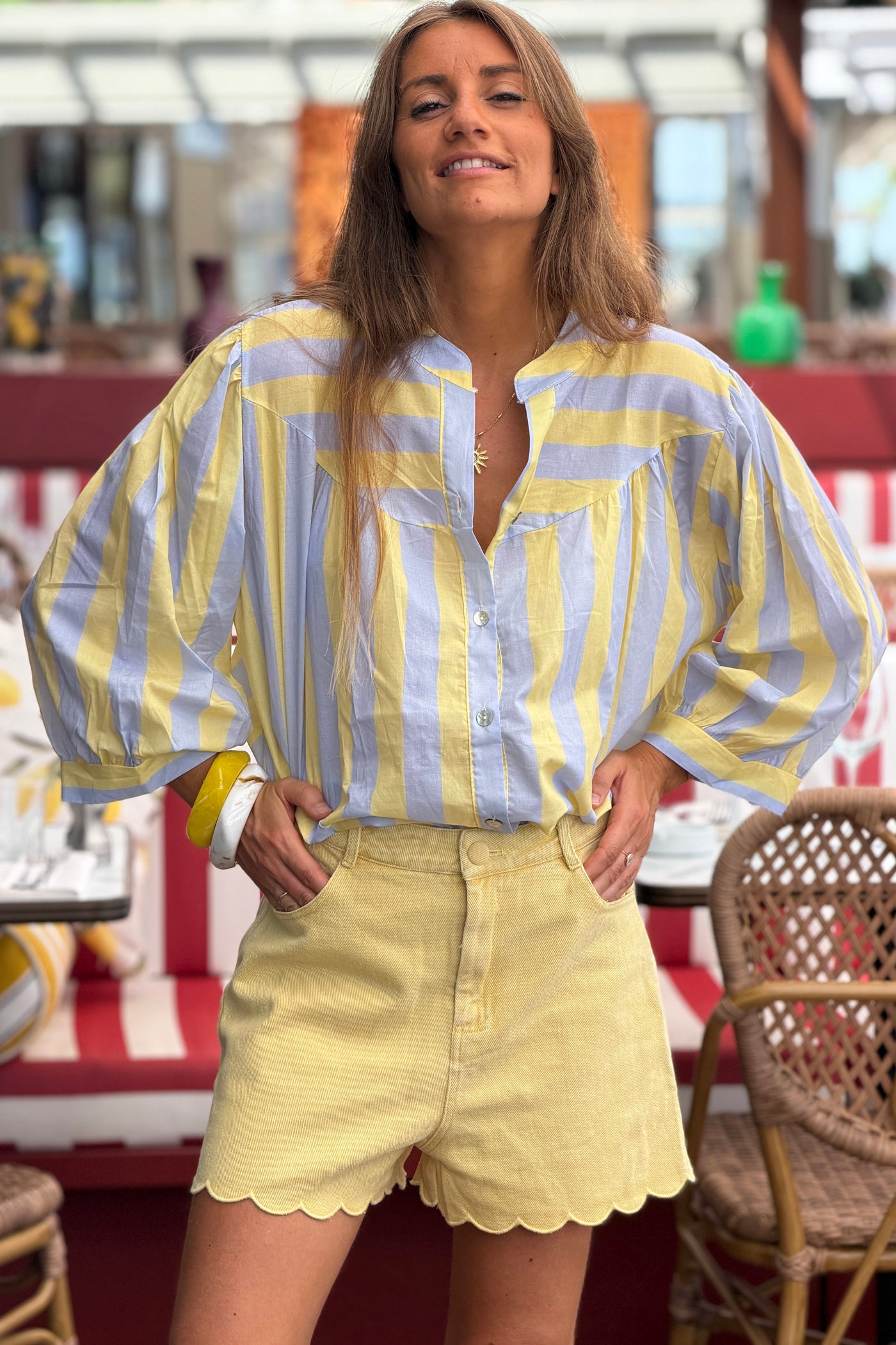 Butter Scalloped Hem Twill Shorts
