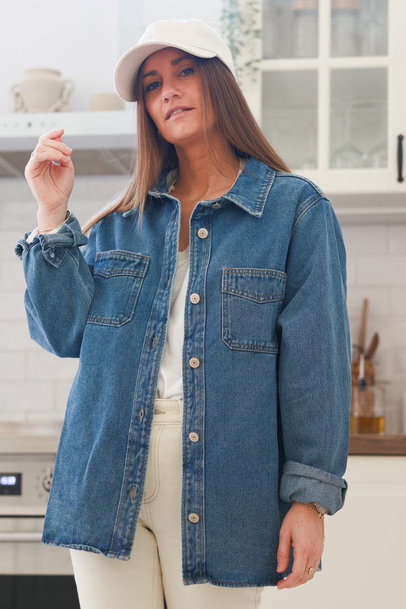 Camisa vaquera denim con bolsillos