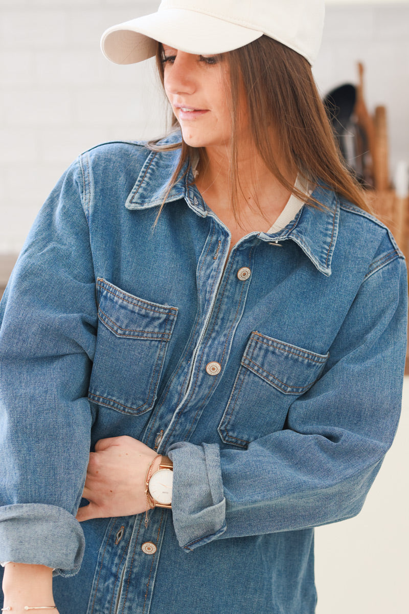 Camisa vaquera denim con bolsillos