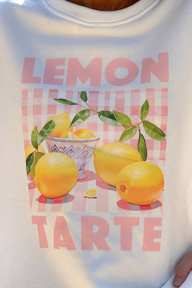 Sweat blanc Lemon Tarte carreaux vichy
