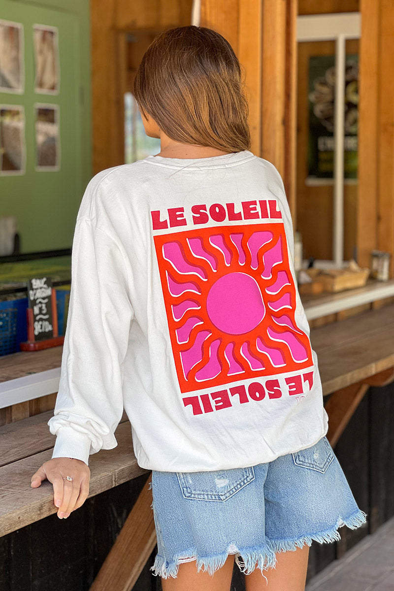 Sweat blanc cassé en coton Le Soleil coloré
