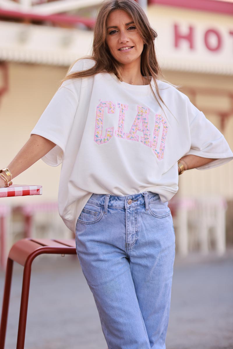 White “CIAO” Italian Knit Top