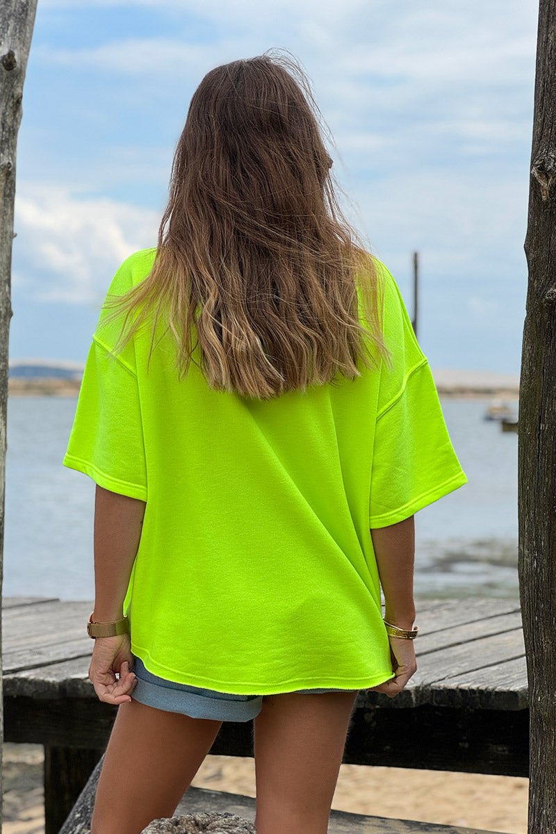 Lime Green SOHO New York Varsity Tee