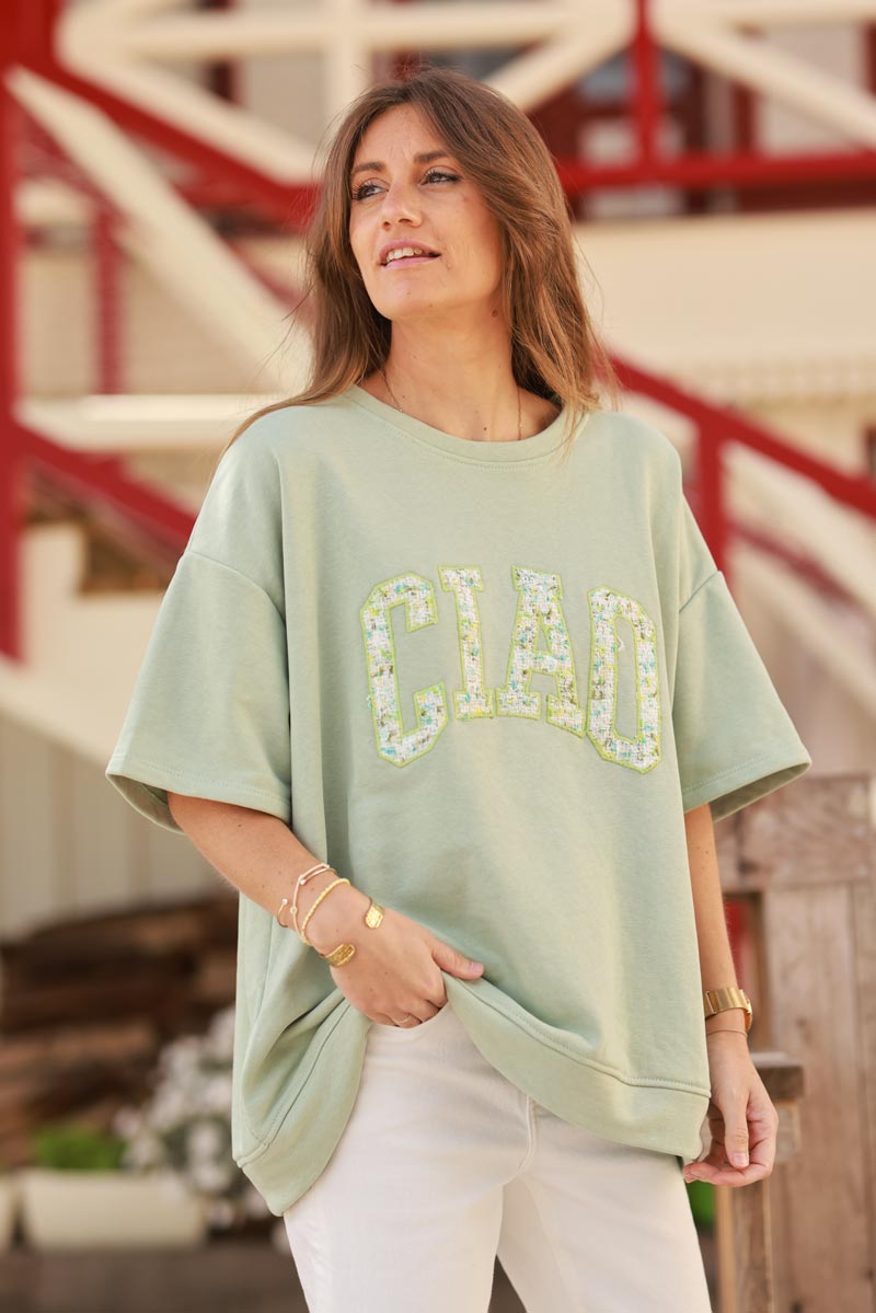 Light Olive “CIAO” Italian Knit Top