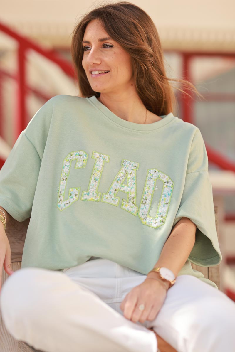 Light Olive “CIAO” Italian Knit Top