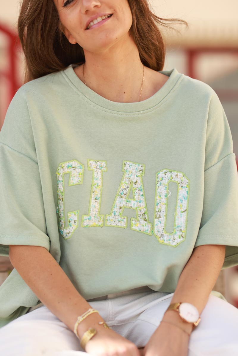 Light Olive “CIAO” Italian Knit Top