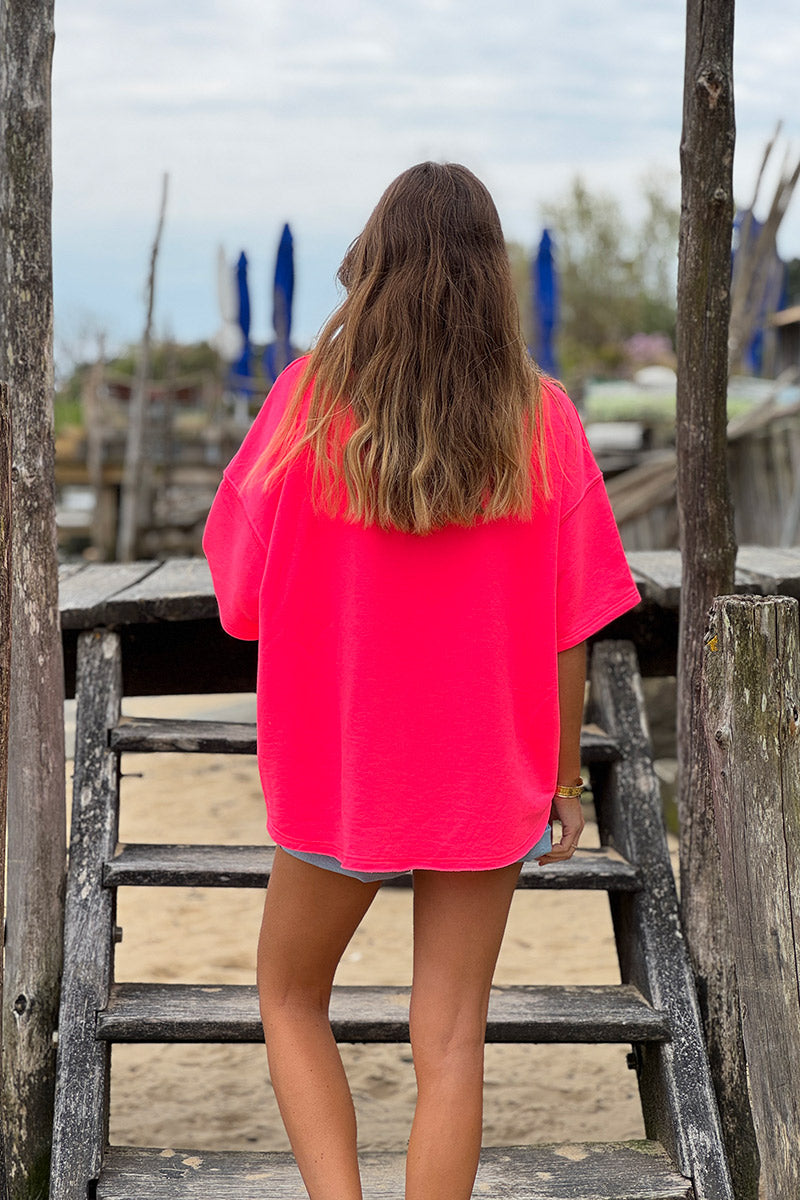Hot Pink SOHO New York Varsity Tee