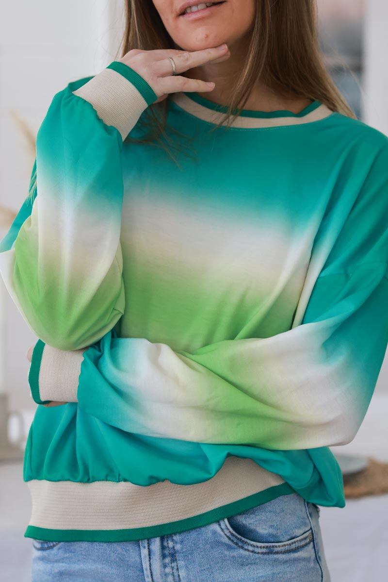 Sweat confort tie and dye vert turquoise