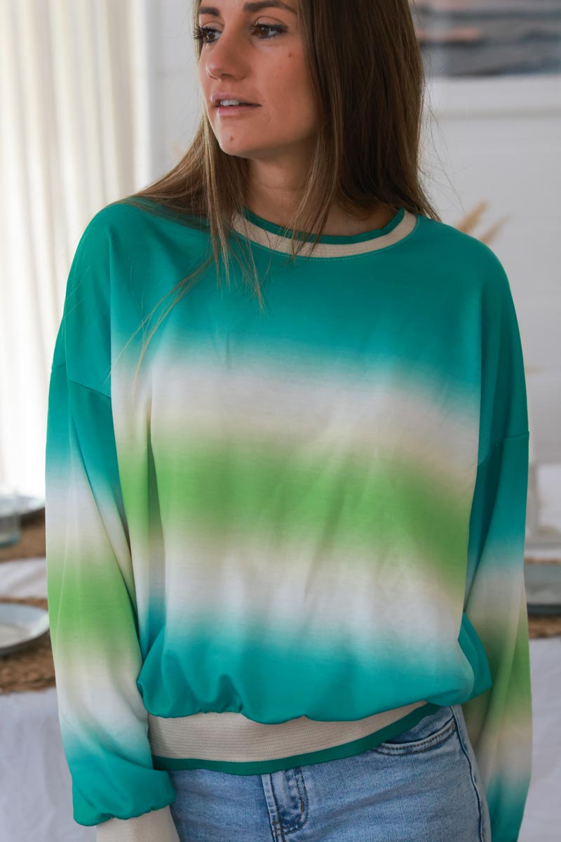 Sweat confort tie and dye vert turquoise