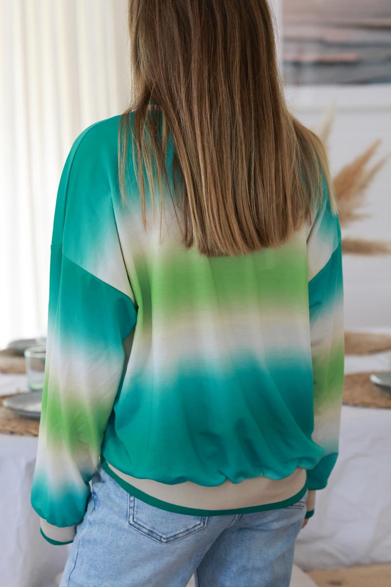 Sweat confort tie and dye vert turquoise