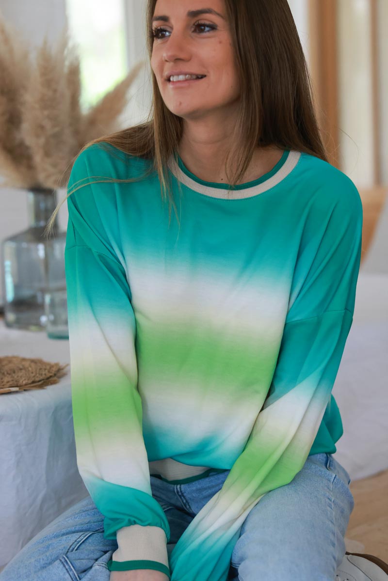 Sweat confort tie and dye vert turquoise