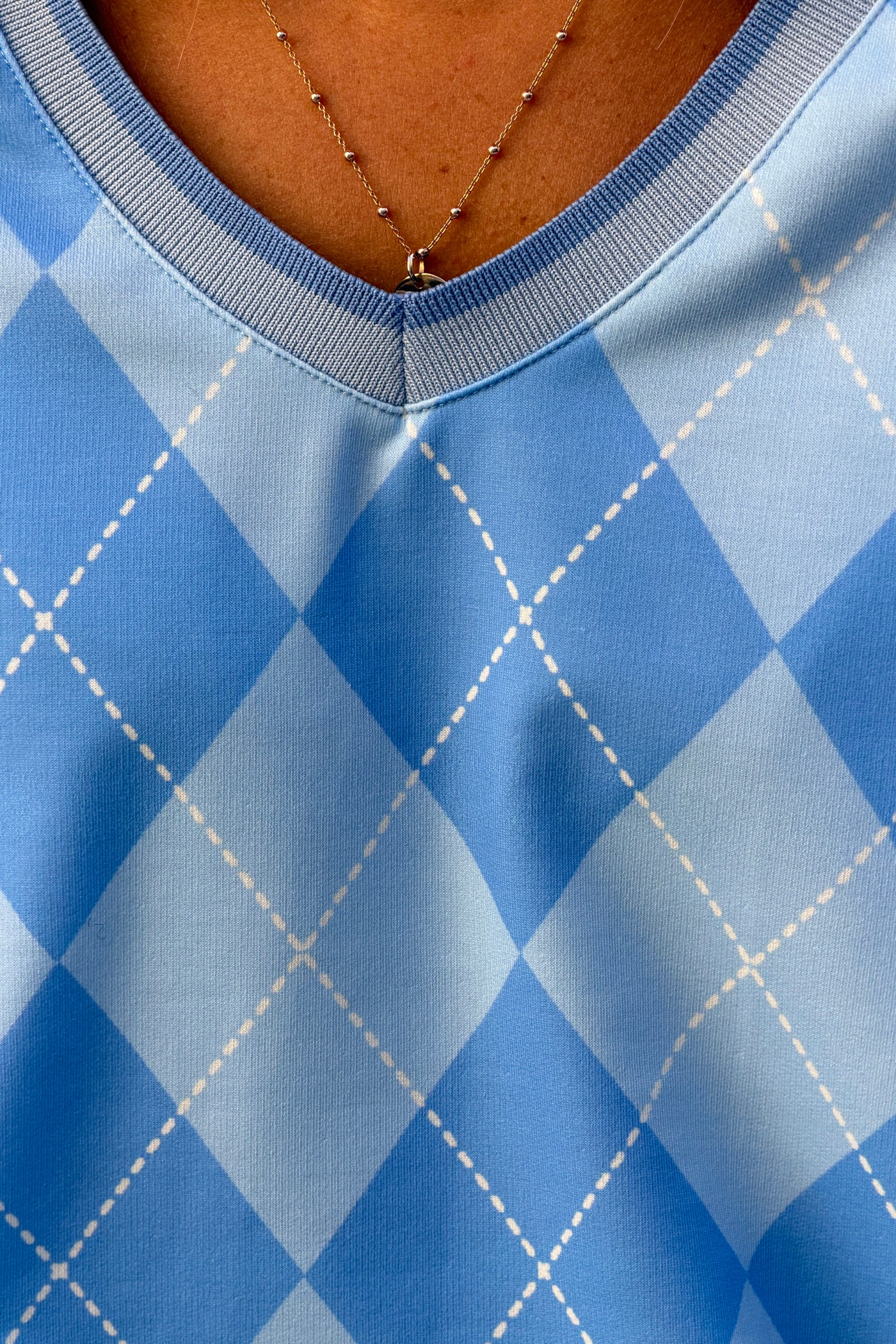 Blue Argyle V-Neck Sweater