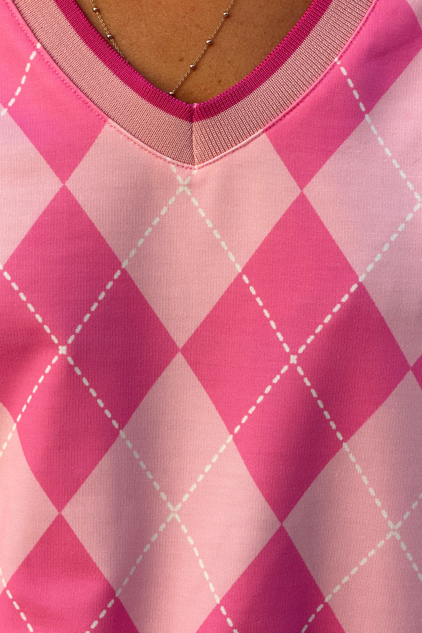 Sweat doux imprimé losanges carreaux rose