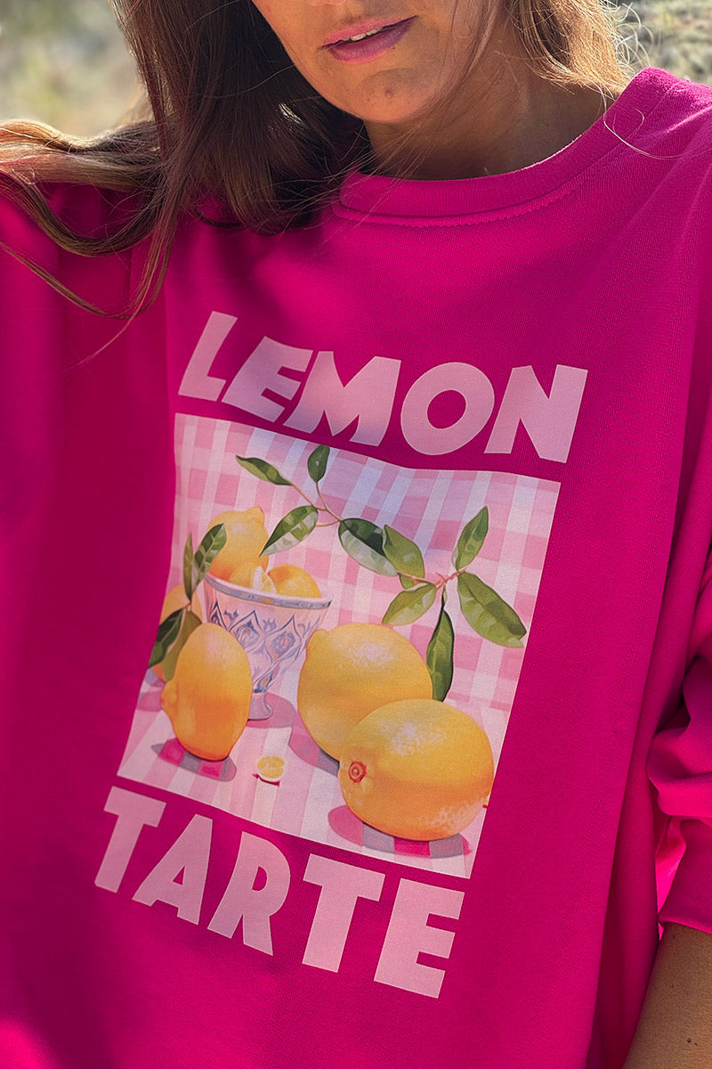 Sweat fuchsia Lemon Tarte carreaux vichy