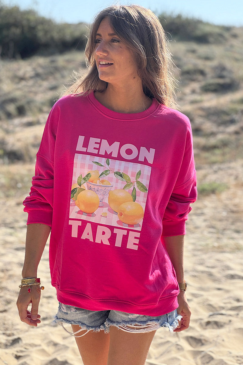 Sweat fuchsia Lemon Tarte carreaux vichy