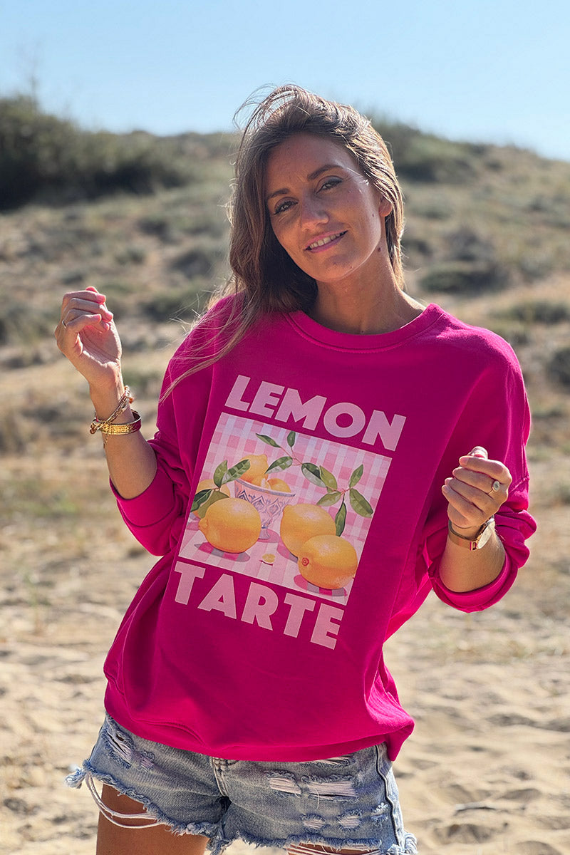 Sweat fuchsia Lemon Tarte carreaux vichy