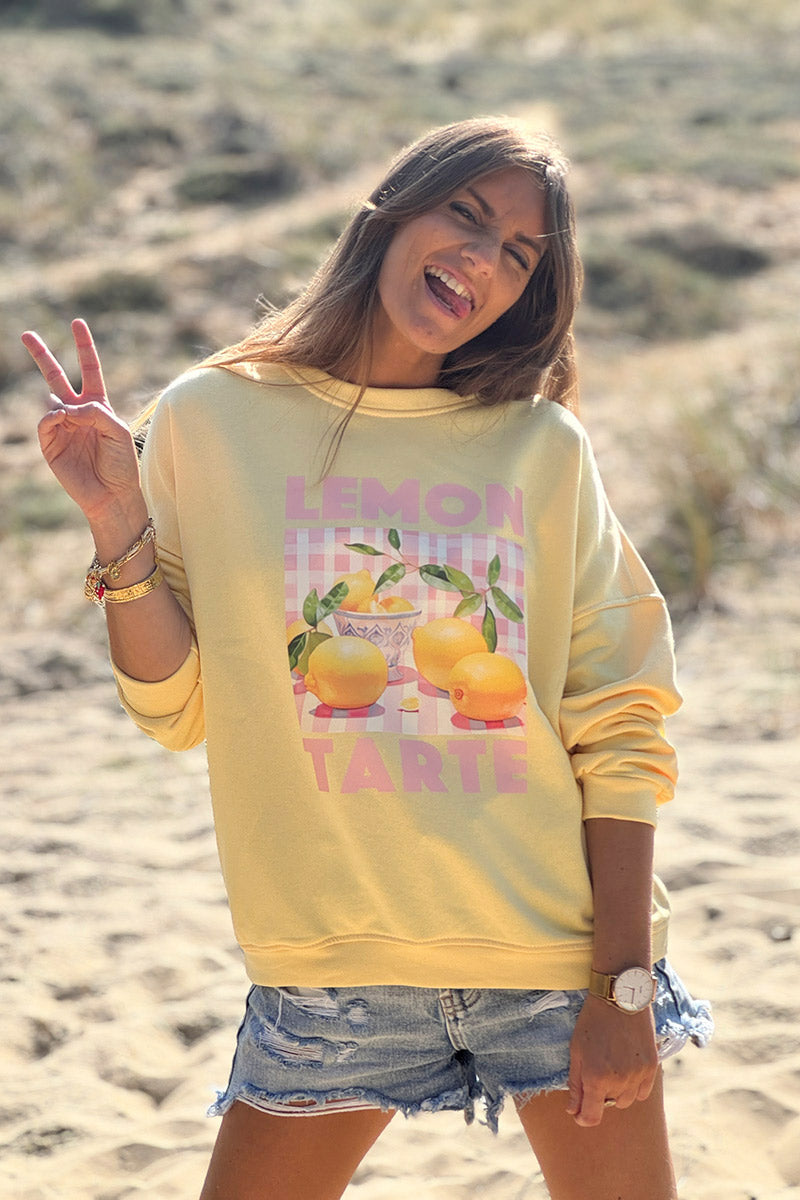 Sweat jaune Lemon Tarte carreaux vichy