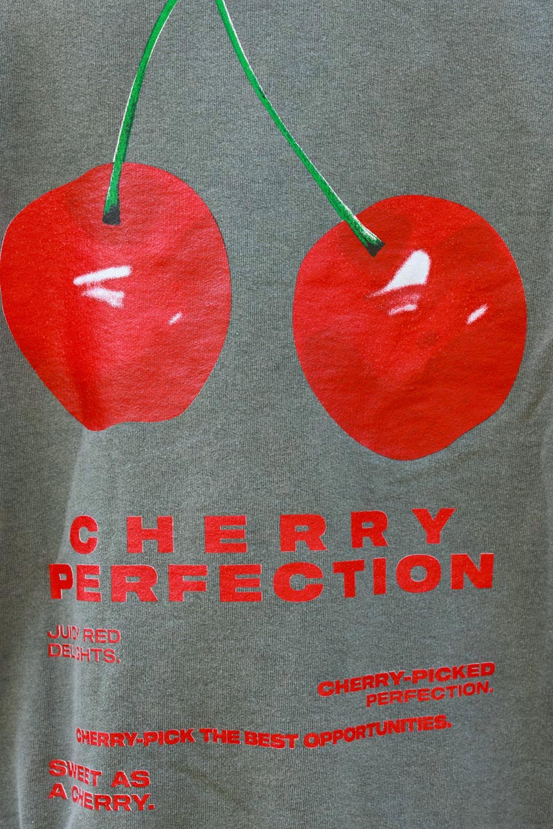 Cherry Perfection Khaki Cotton Pullover Sweater