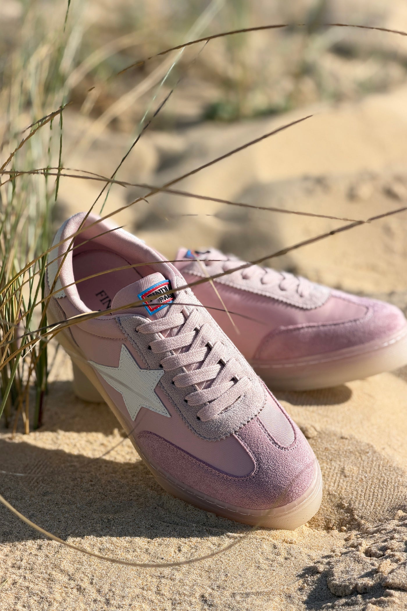 Baby pink Sport Star Suedette Sneakers
