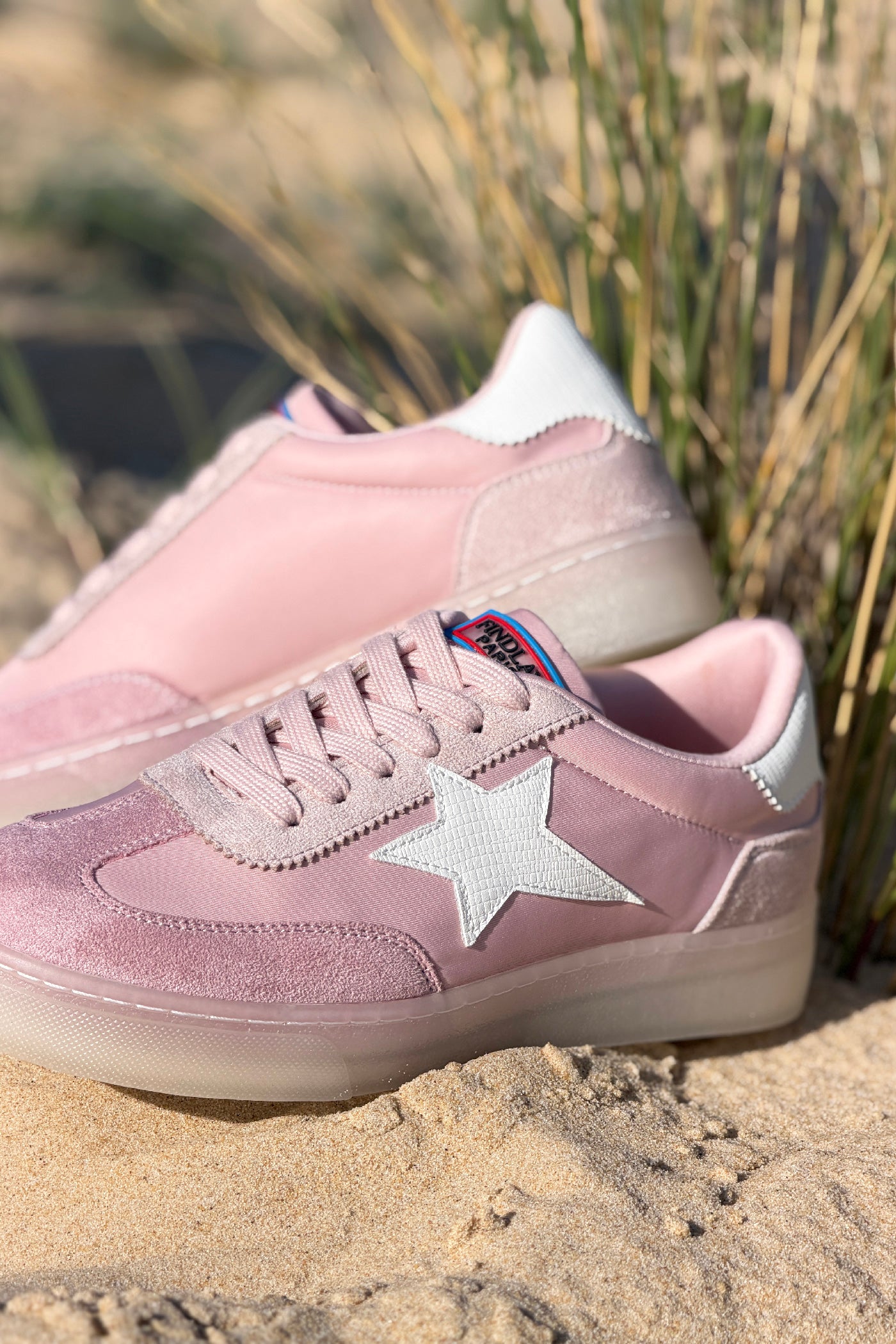 Baby pink Sport Star Suedette Sneakers
