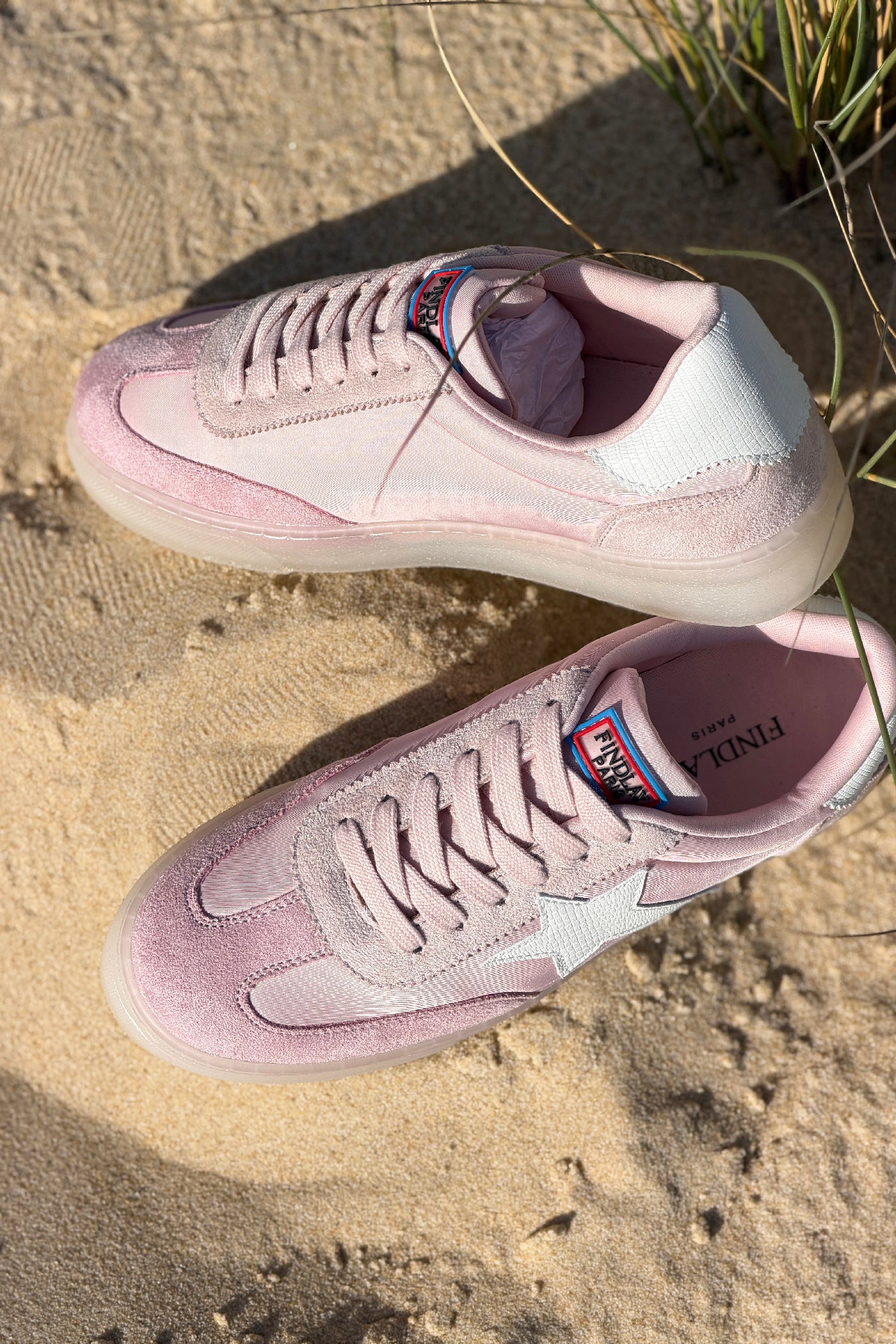 Baby pink Sport Star Suedette Sneakers
