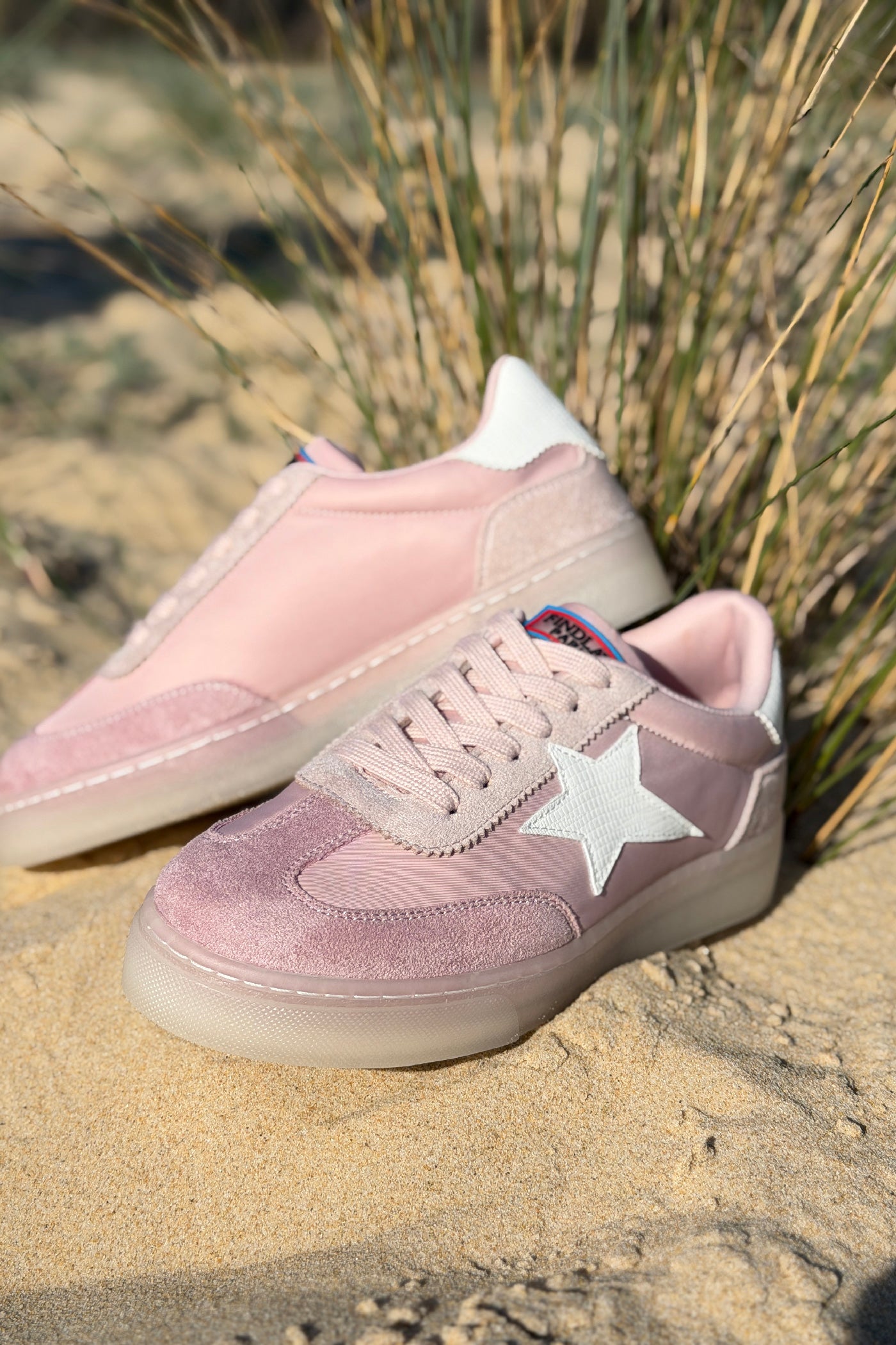 Baby pink Sport Star Suedette Sneakers
