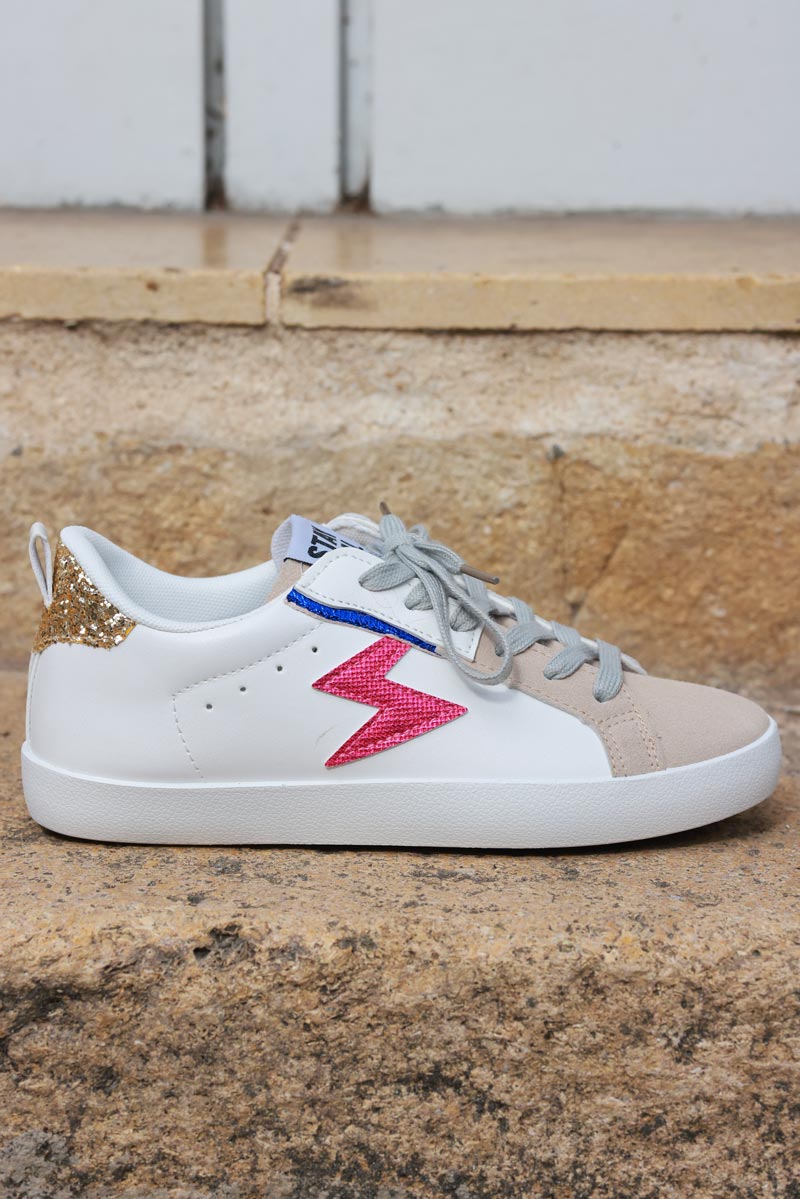 White Vegan Leather Bolt Skate Shoes