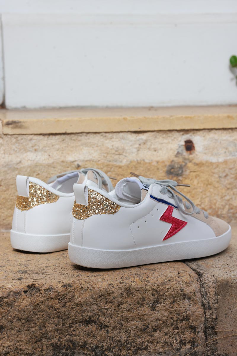 White Vegan Leather Bolt Skate Shoes