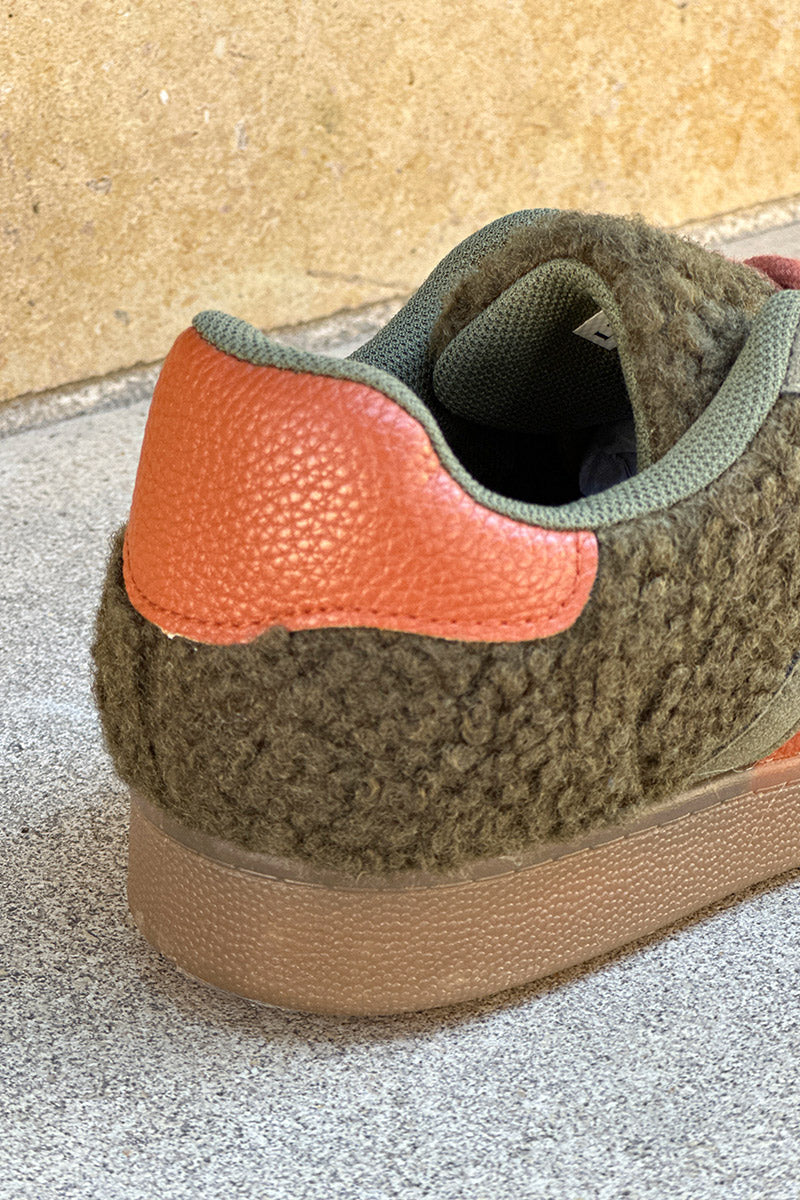 Khaki Sherpa Vintage Stripe Trainers