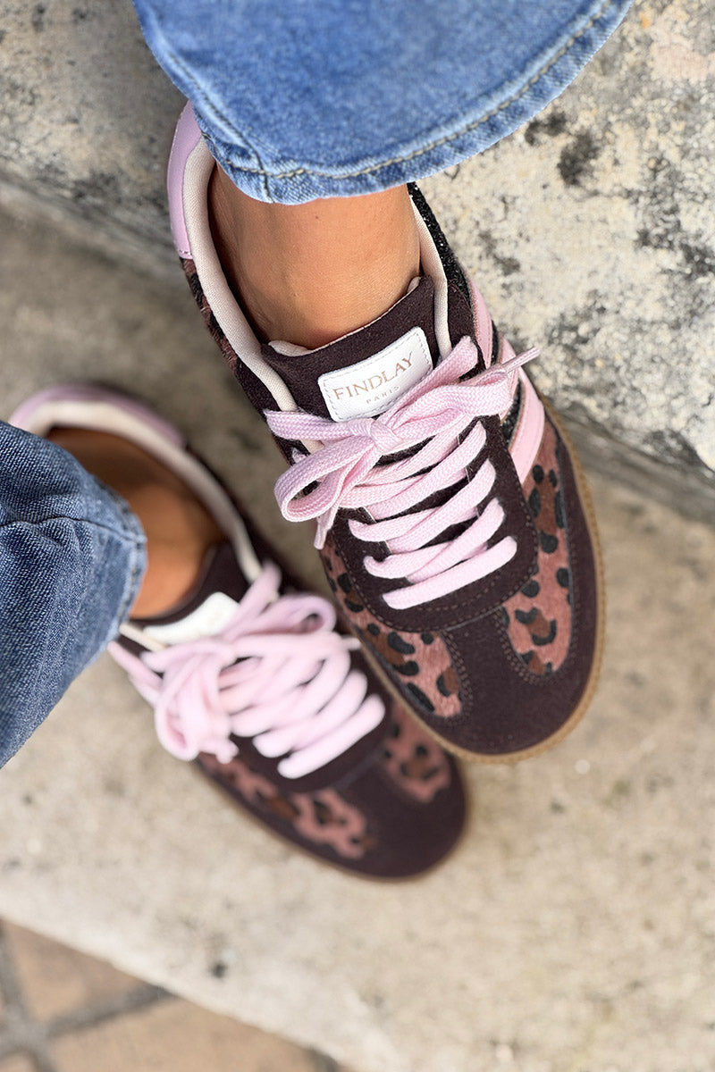 Pink and Leopard Suedette Skate Shoes
