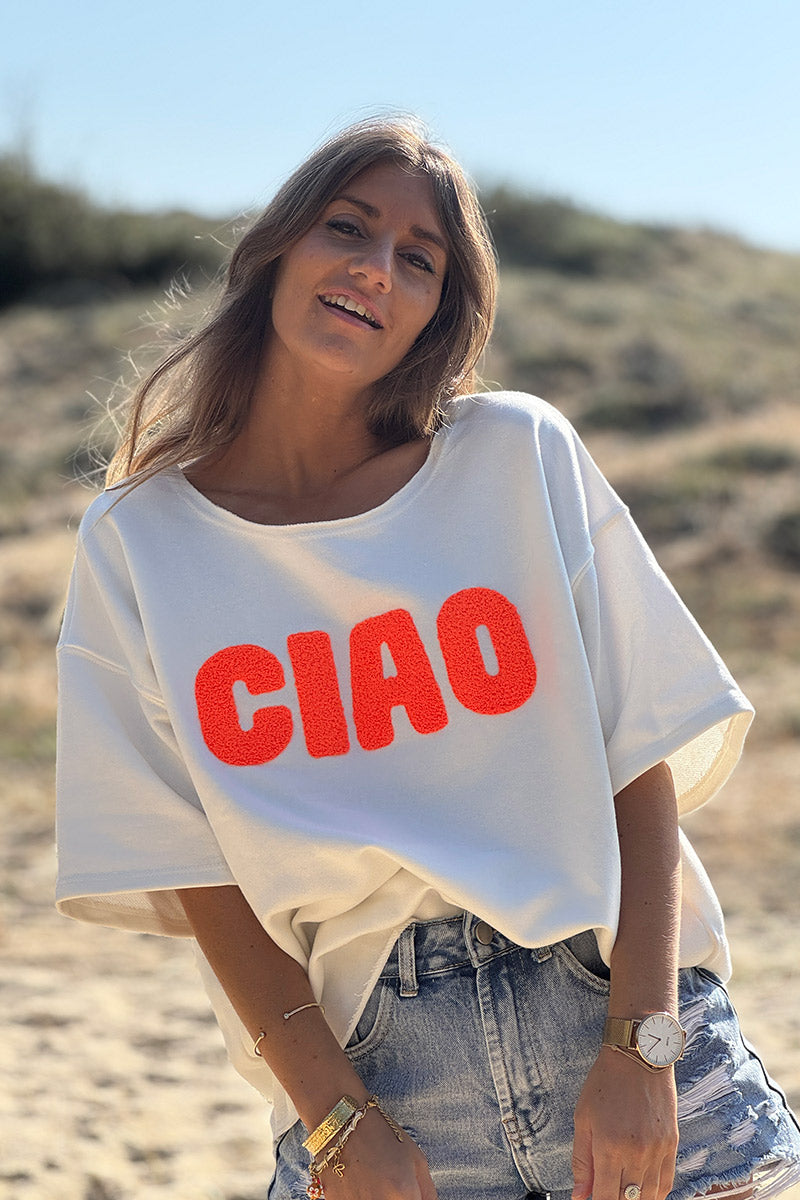 Off White “CIAO” Lightweight Slouchy Dolman Tshirt
