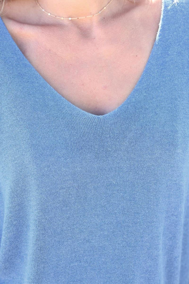 Batwing dusty blue jersey top