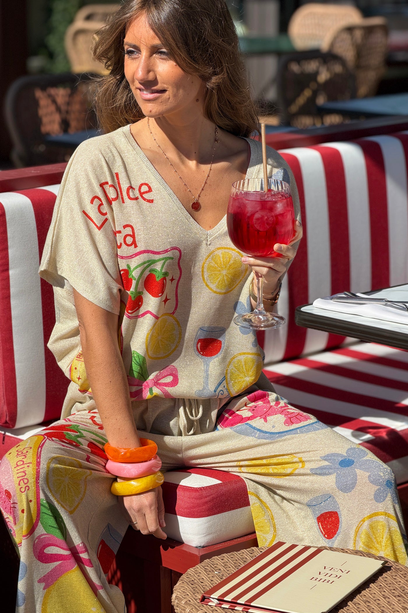Cream “La Dolce Vita” Feast Glitter Knit Blouse